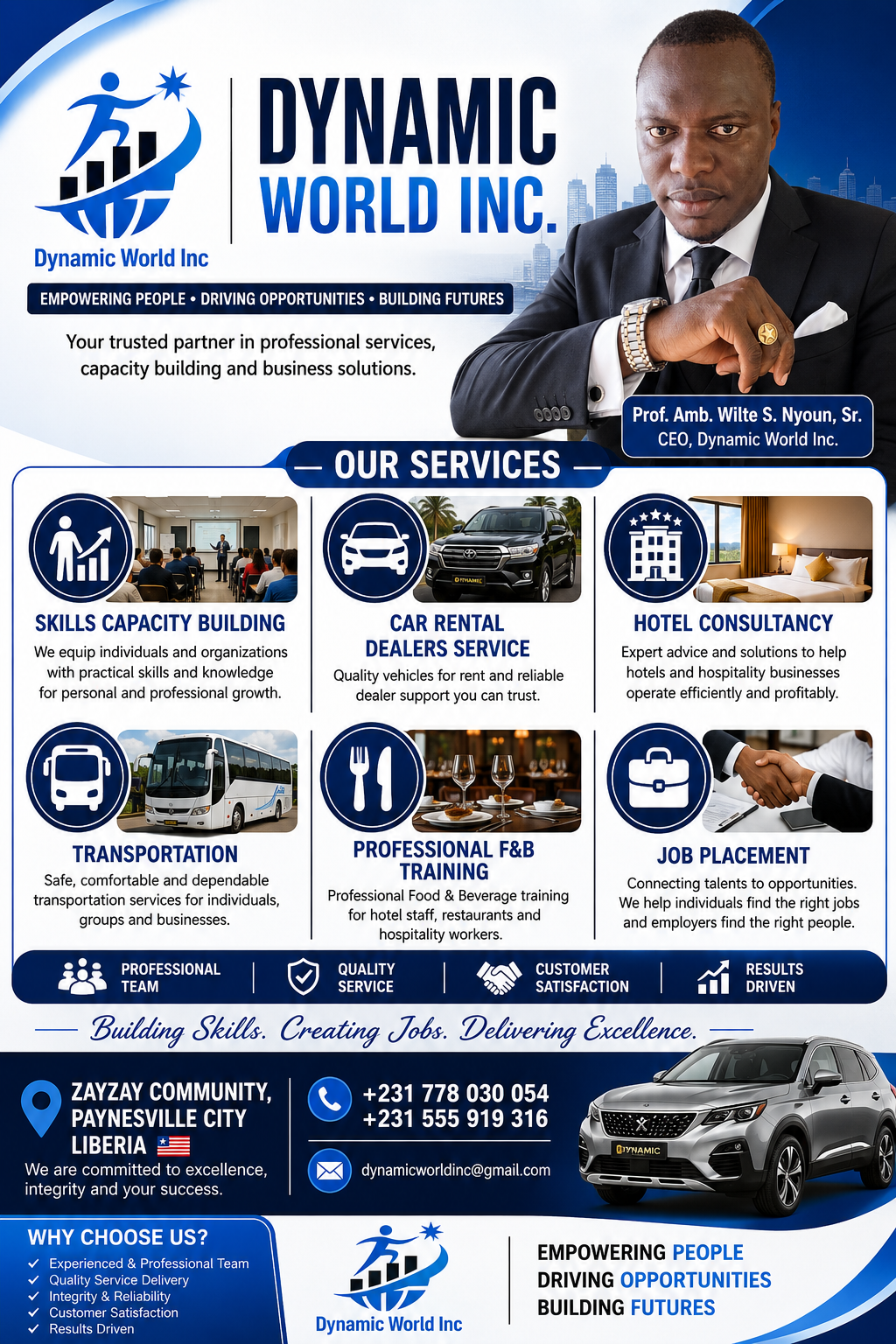 Hotel consultancy, job placement, improving hotel performance.